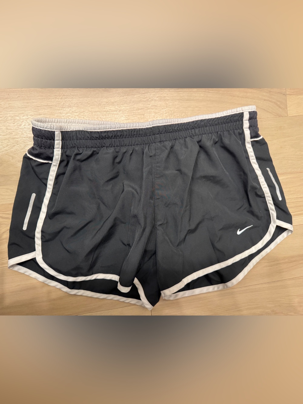 Nike Black Athletic Running Shorts with White Trim